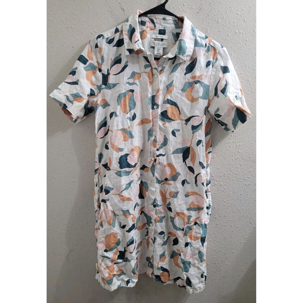 Rachel Zoe 100% Linen Sz Small Floral Dress with Pockets